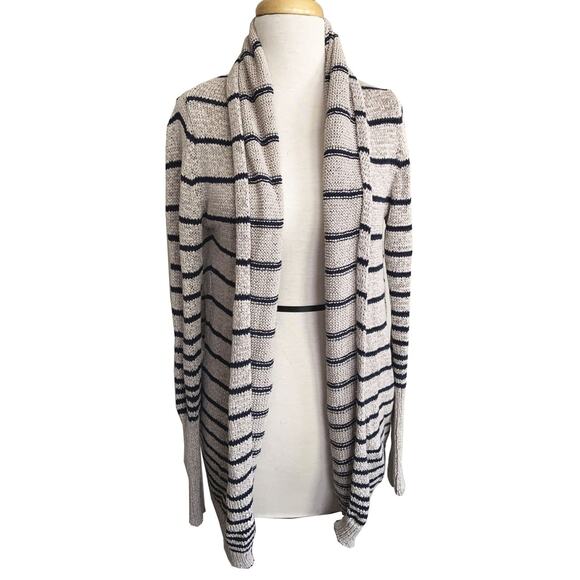 BCBGMAXAZRIA Jane Cardigan Sweater Tan Striped Open Style Oversized XXS - Picture 2 of 6